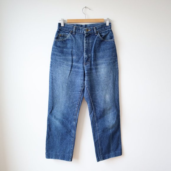 Vintage L.L. Bean High Waisted Wide Leg Blue Jeans - Picture 1 of 16